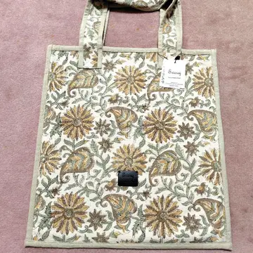 스와리 꽃무늬 토트백 핸드 블록 프린트 코튼