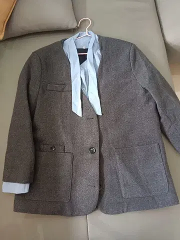 그레이 테일러드 자켓 울 혼방