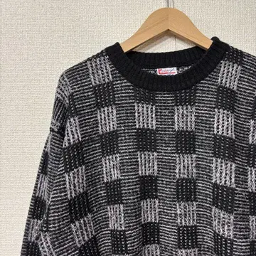 미국 빈티지 의류 니트 스웨터 체크 3D 니트 L 상당 3208