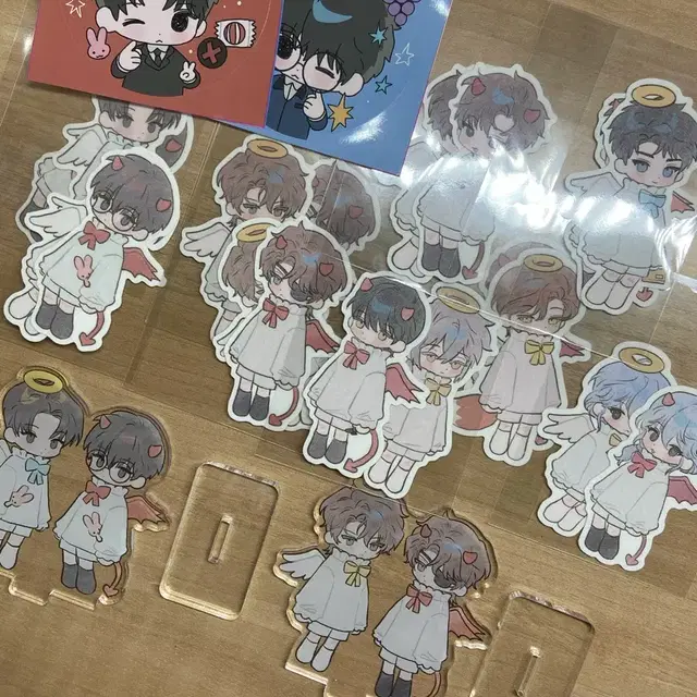 괴담출근 록키님 천사 악마 아크릴 스탠드 조각 스티커