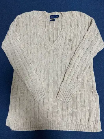 폴로 랄프 로렌 베이지 V넥 스웨터