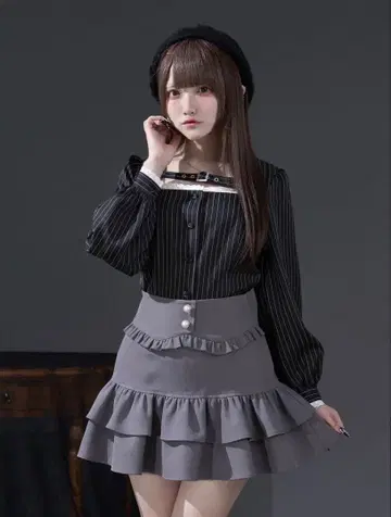 Palelfy 벨트 포함 스트라이프 블라우스