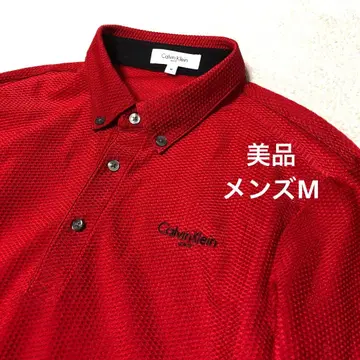 새상품급 캘빈클라인 골프 긴팔 피케 셔츠 골프웨어 레드 남성용 M