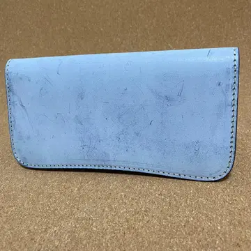 브라이들 가죽 블루 이단 접이식 장지갑 남성용 여성용 천연 가죽