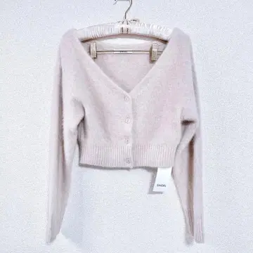 SNIDEL 폭스 알파카 숏 가디건 핑크