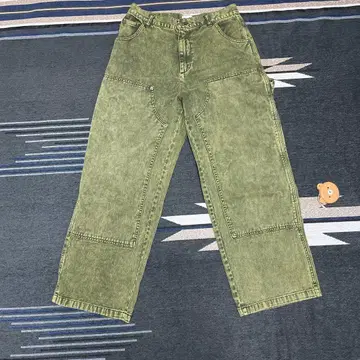 9090 올리브 그린 데님 워크 팬츠