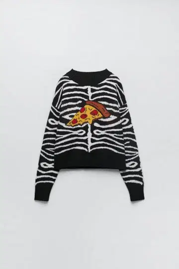 [ 시착만 한 상품 ] ZARA 피자 니트 제브라 패턴