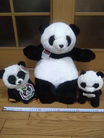 커다란 팬더 봉제 인형과 다른 2개