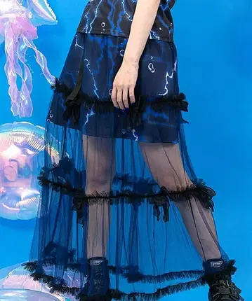 2 ACDCRAG 멘다코 사이버 튤 롱 스커트 미사용 새상품