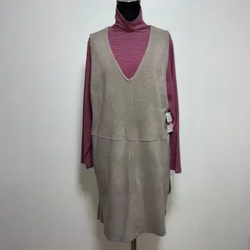 일본제 새상품 따뜻한 소재 V넥 튜닉 베스트 베이지 LL 사이즈