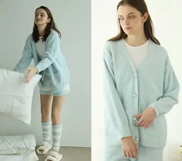 [ 미사용 새상품 ] 스카이블루 복슬복슬 룸웨어 세트