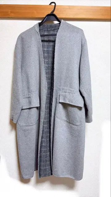 나노 유니버스 그레이 롱 코트 여성용 리버서블