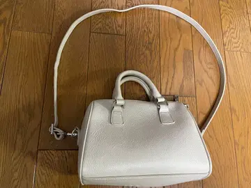 작은 보스턴형 백 천연 가죽 새상품급 숄더 핸드백 아이스 그레이