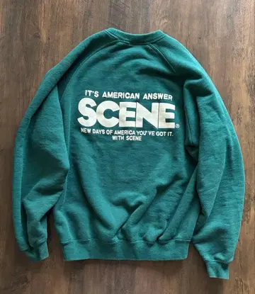 SCENE 맨투맨 M VAN JAC 빈티지 구제 의류 그린 시인 반