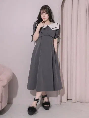 pium 파이핑 컬러 롱 원피스