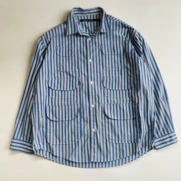 NIKO AND. 파랑 화이트 스트라이프 긴팔 셔츠 니코앤드 포켓 블루