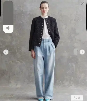 Drawer PRE2 트위드 스냅 노카라 자켓 38 드로어