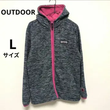 아웃도어 OUTDOOR 후드 부착 자켓 네이비 플리스