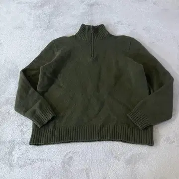 폴로 바이 랄프로렌 100% 램스울 하프 지퍼 니트 짙은 녹색