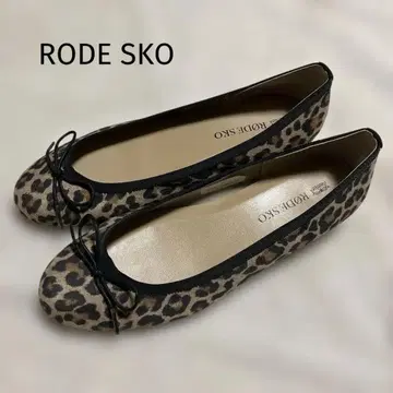 미사용 새상품 RODE SKO 로데스코 레오파드 리본 발레 슈즈 36