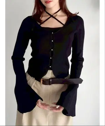 가디건 타이트 상의 dazzlin 블랙