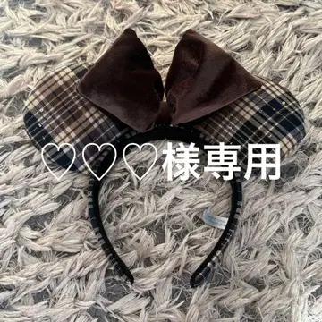 체크 무늬 리본 머리띠