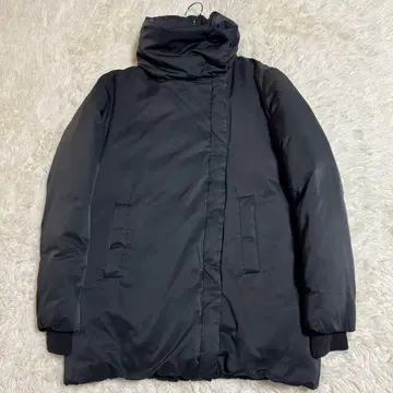 띠어리 theory 리브 니트 다운 코트 블랙 미들 기장 다운 코트