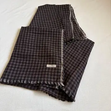 할인 nest Robe 브라운 계열 체크 무늬 린넨 스톨