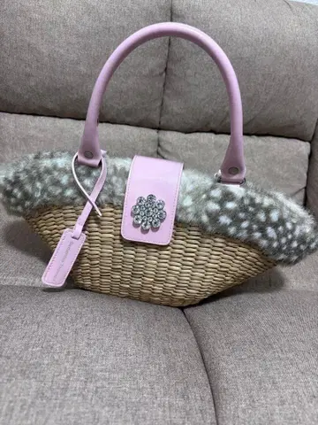 사만다 타바사 퍼 바스켓백 핑크 x 레오파드