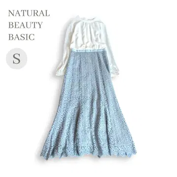 NATURAL BEAUTY BASIC 원피스 S 화이트 블루 레이스