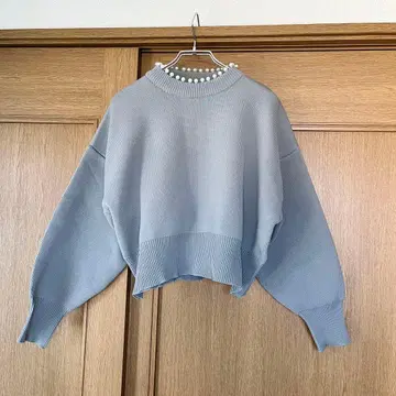 새상품급 펄 니트 라이트 그레이 벌룬 실루엣