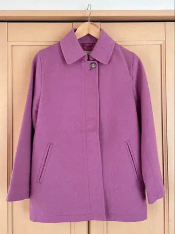 퍼플 핑크 카라 부착 척 코트
