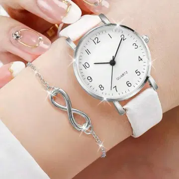 화이트 다이얼 쿼츠 손목시계 단품