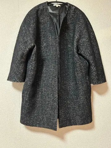 PAULE KA 폴카 트위드 노카라 코트 38