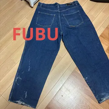 FUBU 데미지 가공 데님 팬츠 다크 블루 W38 L34