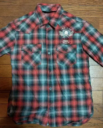 Vanson 빨검 체크 긴팔 셔츠