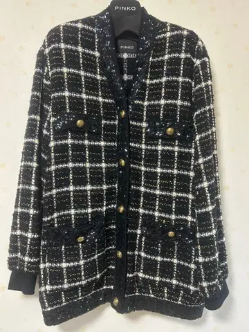 PINKO 체크 무늬 트위드 가디건