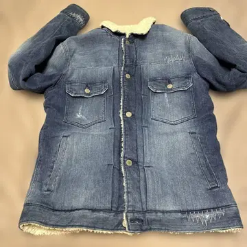 베이플로우 보아 카라 부착 인디고 데님 자켓 3 새상품급