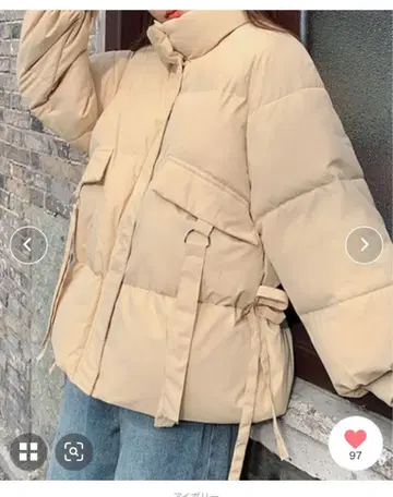 사이드 리본 충전솜 다운 포켓 부착