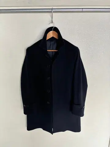 네이비 스텐카라 코트 울 혼방