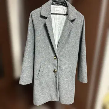 그레이 롱 코트 울 혼방 소재