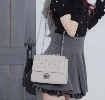 pium 하트 스터드 퀼팅 3way 숄더 화이트