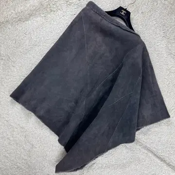 LAPIS BEAMS 이탈리아제 무스탕 판초 케이프 그레이 양가죽