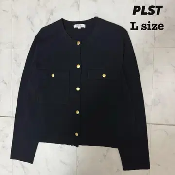 [ 컨디션 최상 ] PLST 2024 크루넥 가디건 블랙 L 골드 버튼