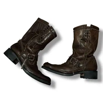 Giftur Crump 엔지니어 부츠 가죽 브라운 남성용 41