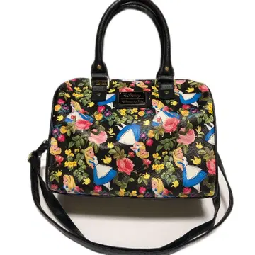 라운지 플라이 디즈니 원더랜드 앨리스 보스턴 백 플로럴 올 패턴