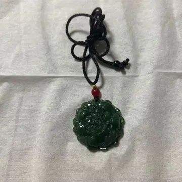 화전옥 벽옥 꽃 무늬 펜던트 목걸이 약 37mm