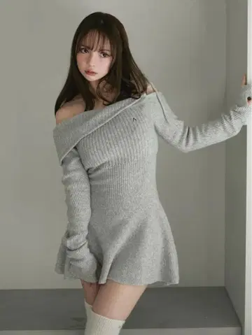 Andmary Wendy flare mini dress gray