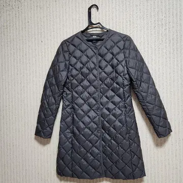 유니클로 그레이 퀼팅 롱 다운 자켓