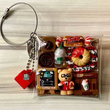 가챠 파우치 곰돌이 카페 브라운 레드